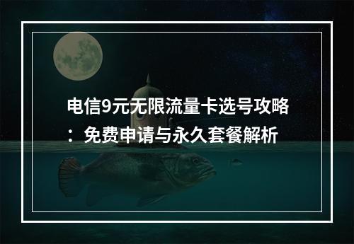 电信9元无限流量卡选号攻略：免费申请与永久套餐解析