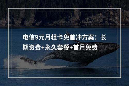 电信9元月租卡免首冲方案：长期资费+永久套餐+首月免费