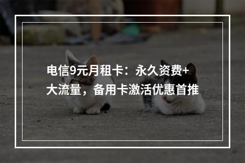 电信9元月租卡：永久资费+大流量，备用卡激活优惠首推