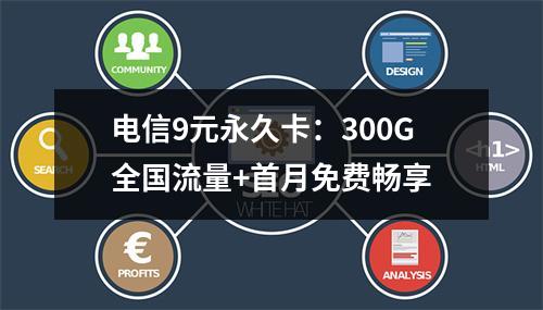 电信9元永久卡：300G全国流量+首月免费畅享