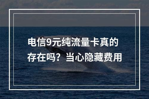 电信9元纯流量卡真的存在吗？当心隐藏费用