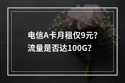 电信A卡月租仅9元？流量是否达100G？