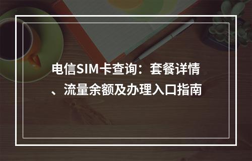 电信SIM卡查询：套餐详情、流量余额及办理入口指南