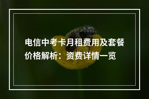 电信中考卡月租费用及套餐价格解析：资费详情一览