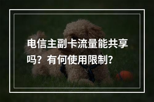 电信主副卡流量能共享吗？有何使用限制？