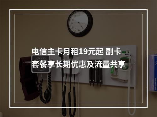 电信主卡月租19元起 副卡套餐享长期优惠及流量共享