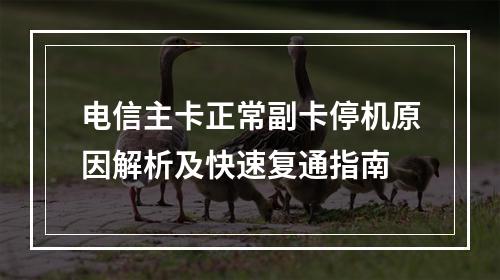 电信主卡正常副卡停机原因解析及快速复通指南