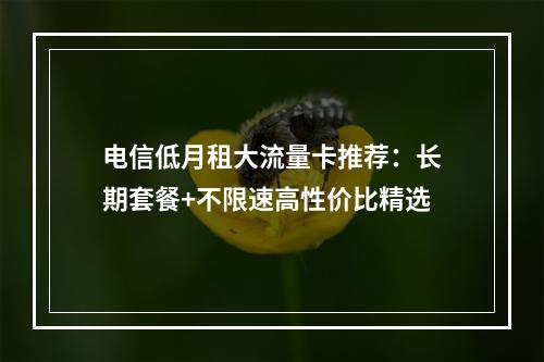 电信低月租大流量卡推荐：长期套餐+不限速高性价比精选