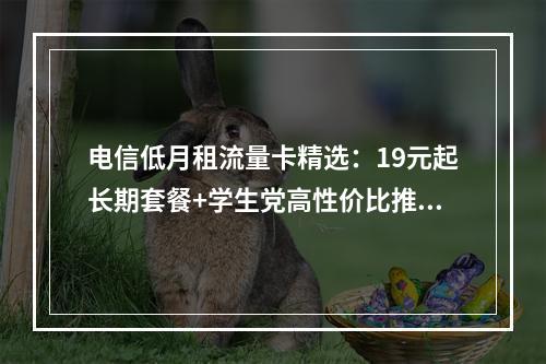 电信低月租流量卡精选：19元起长期套餐+学生党高性价比推荐