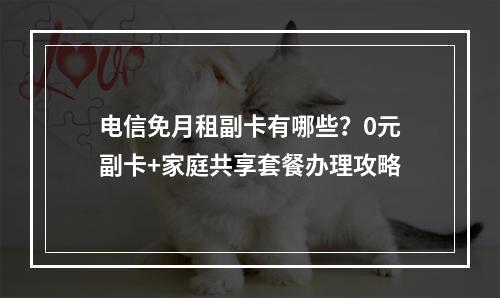 电信免月租副卡有哪些？0元副卡+家庭共享套餐办理攻略