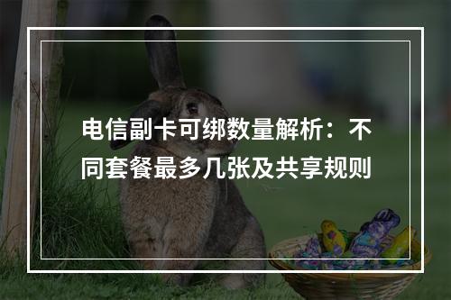 电信副卡可绑数量解析：不同套餐最多几张及共享规则
