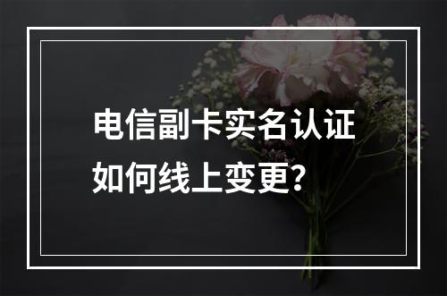 电信副卡实名认证如何线上变更？