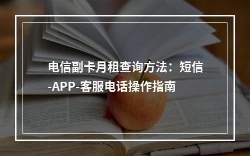电信副卡月租查询方法：短信-APP-客服电话操作指南