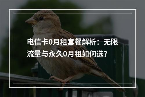 电信卡0月租套餐解析：无限流量与永久0月租如何选？