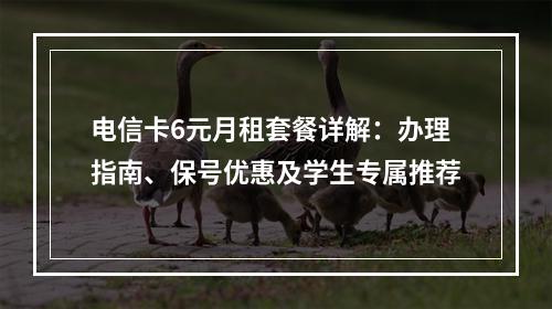 电信卡6元月租套餐详解：办理指南、保号优惠及学生专属推荐
