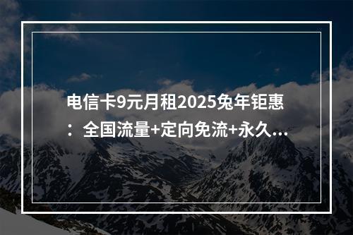 电信卡9元月租2025兔年钜惠：全国流量+定向免流+永久套餐