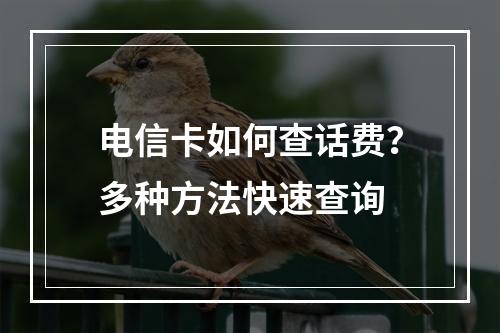 电信卡如何查话费？多种方法快速查询