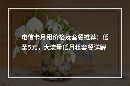 电信卡月租价格及套餐推荐：低至5元，大流量低月租套餐详解