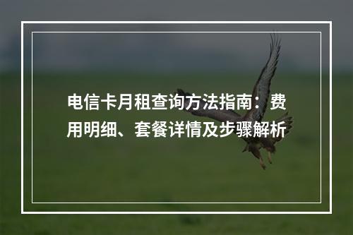 电信卡月租查询方法指南：费用明细、套餐详情及步骤解析
