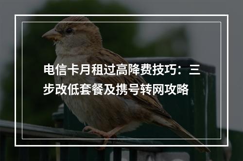 电信卡月租过高降费技巧：三步改低套餐及携号转网攻略