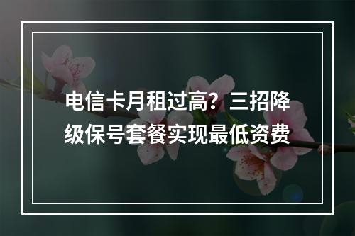 电信卡月租过高？三招降级保号套餐实现最低资费