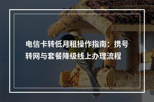 电信卡转低月租操作指南：携号转网与套餐降级线上办理流程