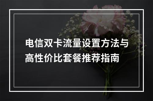 电信双卡流量设置方法与高性价比套餐推荐指南