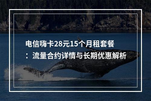 电信嗨卡28元15个月租套餐：流量合约详情与长期优惠解析