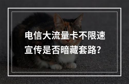 电信大流量卡不限速宣传是否暗藏套路？