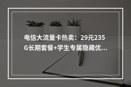 电信大流量卡热卖：29元235G长期套餐+学生专属隐藏优惠