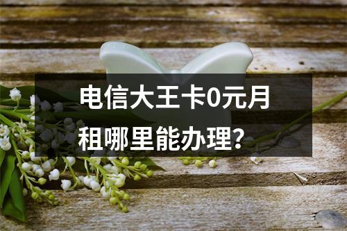 电信大王卡0元月租哪里能办理？