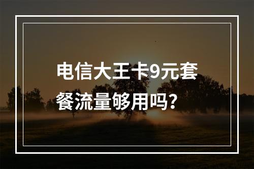 电信大王卡9元套餐流量够用吗？