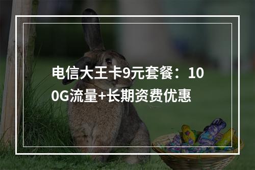 电信大王卡9元套餐：100G流量+长期资费优惠