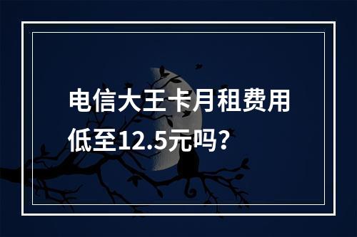 电信大王卡月租费用低至12.5元吗？