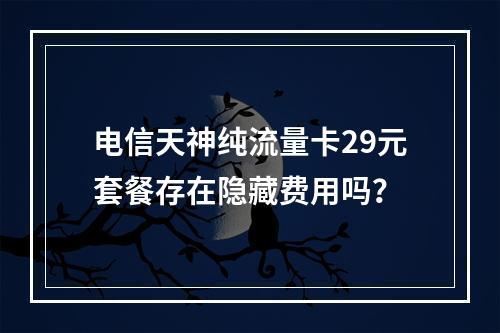 电信天神纯流量卡29元套餐存在隐藏费用吗？
