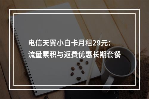 电信天翼小白卡月租29元：流量累积与返费优惠长期套餐