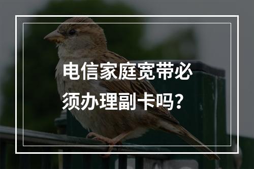电信家庭宽带必须办理副卡吗？