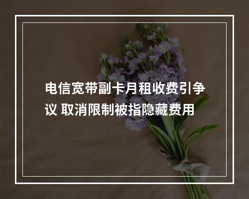 电信宽带副卡月租收费引争议 取消限制被指隐藏费用