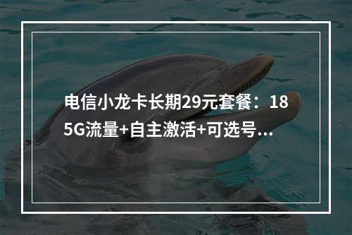 电信小龙卡长期29元套餐：185G流量+自主激活+可选号码