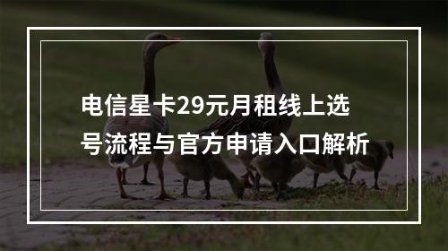 电信星卡29元月租线上选号流程与官方申请入口解析