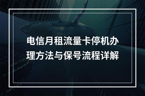 电信月租流量卡停机办理方法与保号流程详解