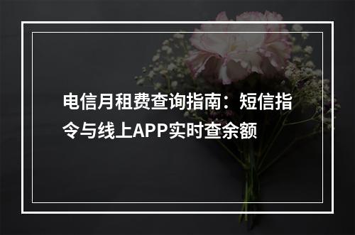 电信月租费查询指南：短信指令与线上APP实时查余额