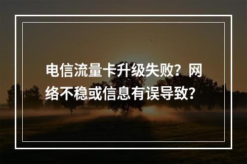 电信流量卡升级失败？网络不稳或信息有误导致？