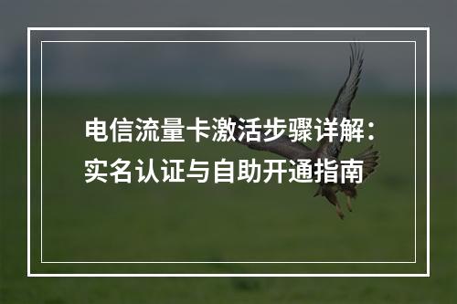 电信流量卡激活步骤详解：实名认证与自助开通指南