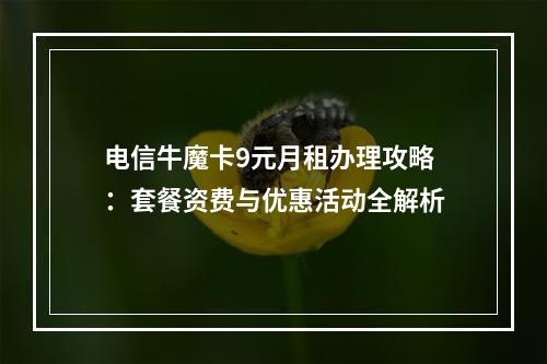 电信牛魔卡9元月租办理攻略：套餐资费与优惠活动全解析