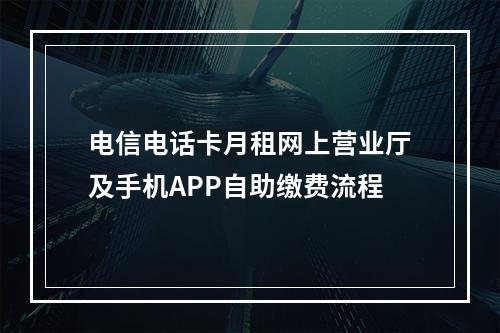 电信电话卡月租网上营业厅及手机APP自助缴费流程