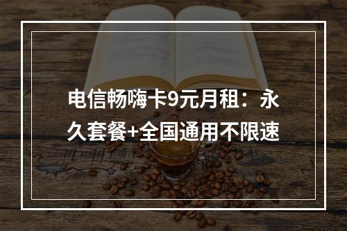 电信畅嗨卡9元月租：永久套餐+全国通用不限速
