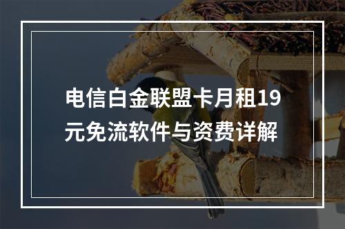 电信白金联盟卡月租19元免流软件与资费详解