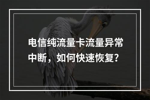 电信纯流量卡流量异常中断，如何快速恢复？
