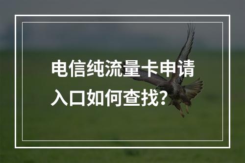 电信纯流量卡申请入口如何查找？